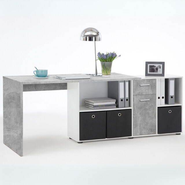 CaliCosy Hoekbureau met moduleerbaar bureau, ladekast en opbergplanken lex 2937015 large