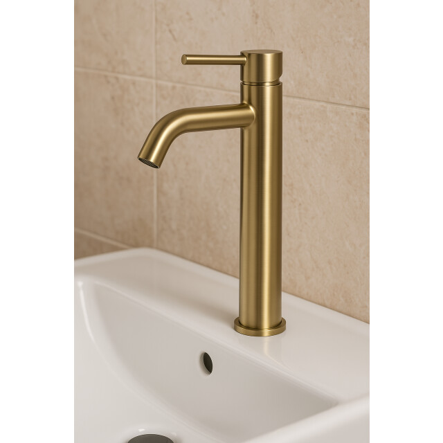 Badplaats Wastafelkraan everest xl goud mengkraan met montage set en slangen 3180879 large