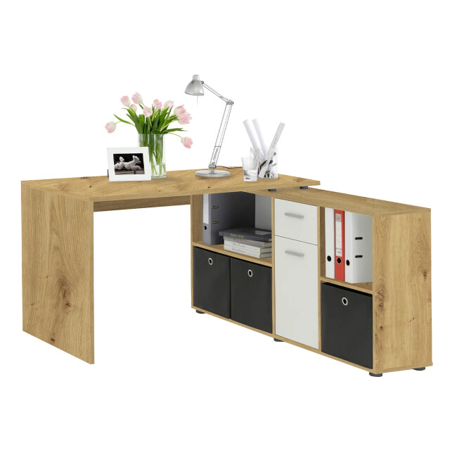 CaliCosy Hoekbureau met moduleerbaar bureau, ladekast en opbergplanken lex 2937016 large