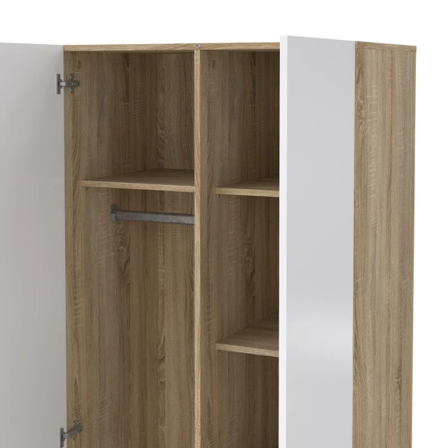 CaliCosy Kleerkast met 2 deuren eikendecor en hoogglans wit h200,9 cm lana 3206376 large