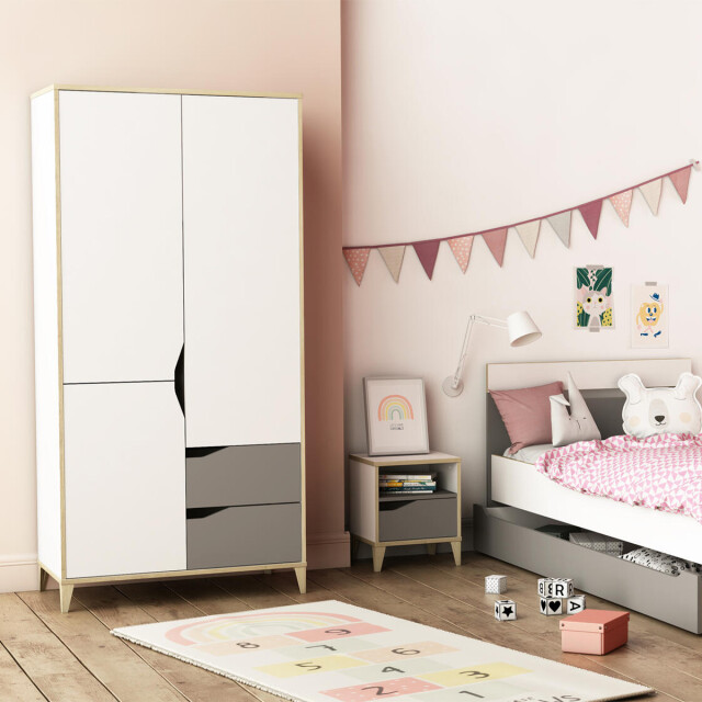 CaliCosy Kast 3 deuren 2 laden l88,9 cm wit en grijs genius 2932048 large