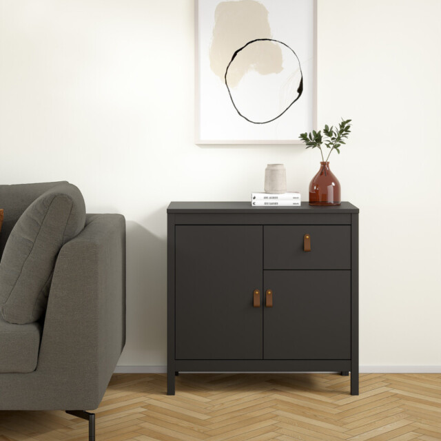 CaliCosy Kleine dressoir met 2 deuren, 1 lade matzwart b82,3 cm barcelone 3206394 large