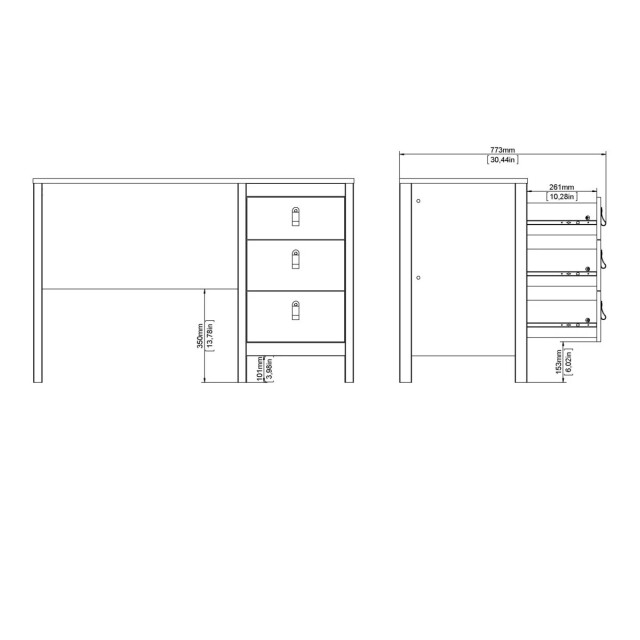 CaliCosy Bureau met 3 lades b120,4 cm barcelone 3206052 large