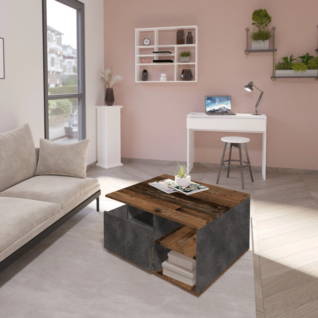 CaliCosy Salontafel op wielen 2 laden 2 vakken l70 cm twin 2936988 large