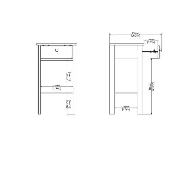 CaliCosy Nachtkastje met 1 lade, 1 plank matzwart h70,1 cm barcelone 3206040 large