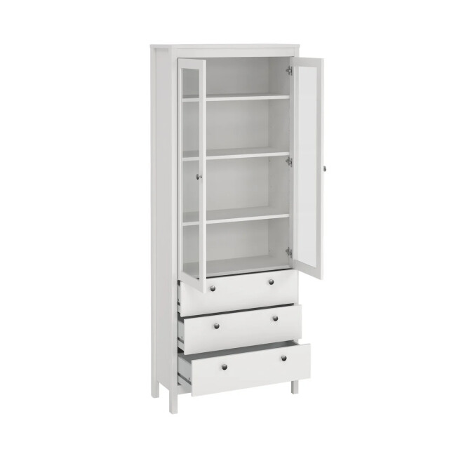 CaliCosy Vitrinekast met 2 omlijste glazen deuren en 3 lades h199 cm barcelone 3206382 large