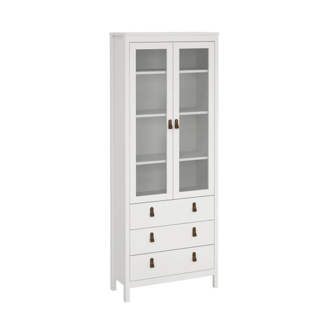 CaliCosy Vitrinekast met 2 omlijste glazen deuren en 3 lades h199 cm barcelone 3206382 large