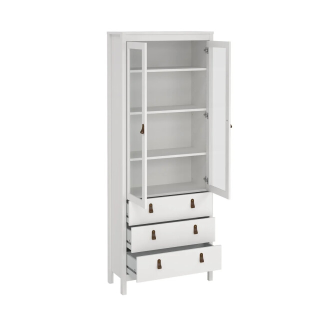 CaliCosy Vitrinekast met 2 omlijste glazen deuren en 3 lades h199 cm barcelone 3206382 large