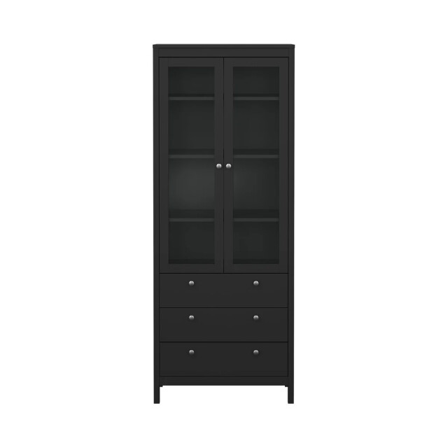 CaliCosy Vitrinekast met 2 omlijste glazen deuren en 3 lades h199 cm barcelone 3206383 large