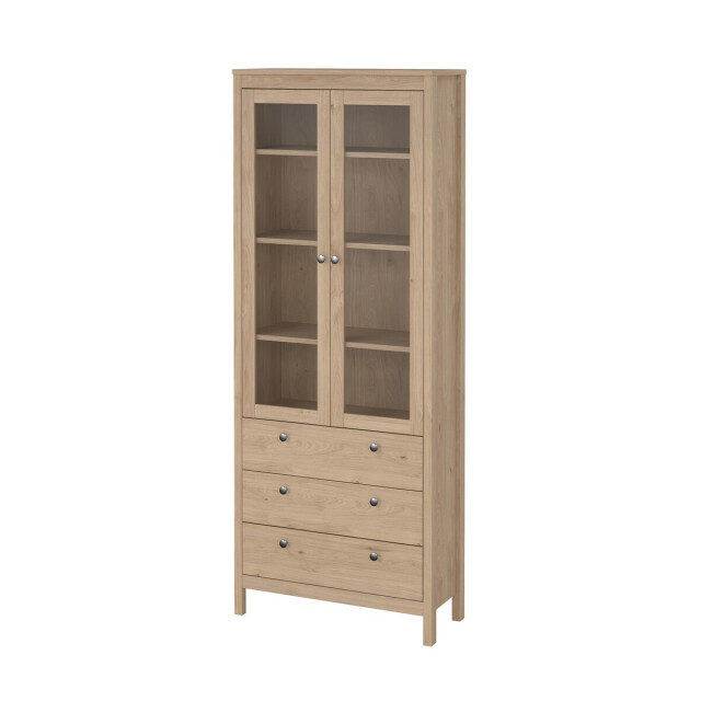 CaliCosy Vitrinekast met 2 omlijste glazen deuren en 3 lades h199 cm barcelone 3206384 large