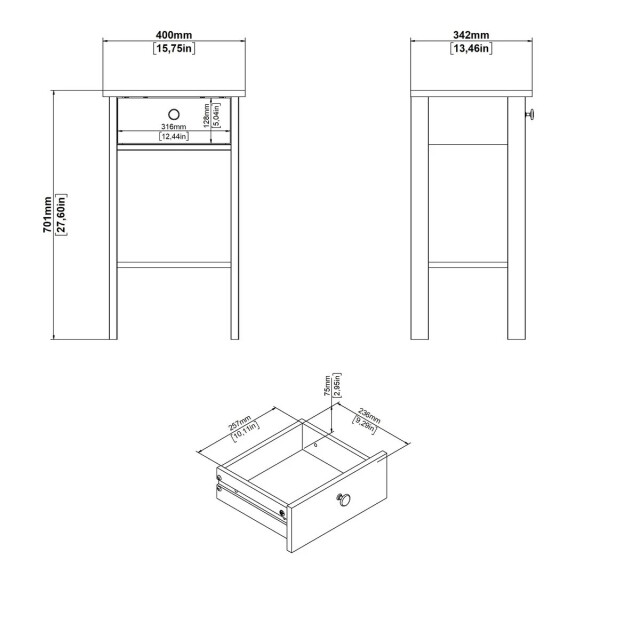 CaliCosy Nachtkastje met 1 lade, 1 plank matzwart h70,1 cm barcelone 3206040 large