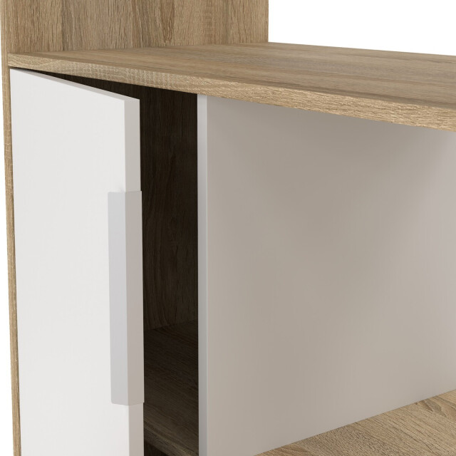 CaliCosy Bureau met 1 lade, 1 deur, 5 vakken eikendecor en wit b162,8 cm function 3206381 large