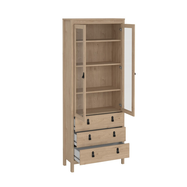 CaliCosy Vitrinekast met 2 omlijste glazen deuren en 3 lades h199 cm barcelone 3206384 large