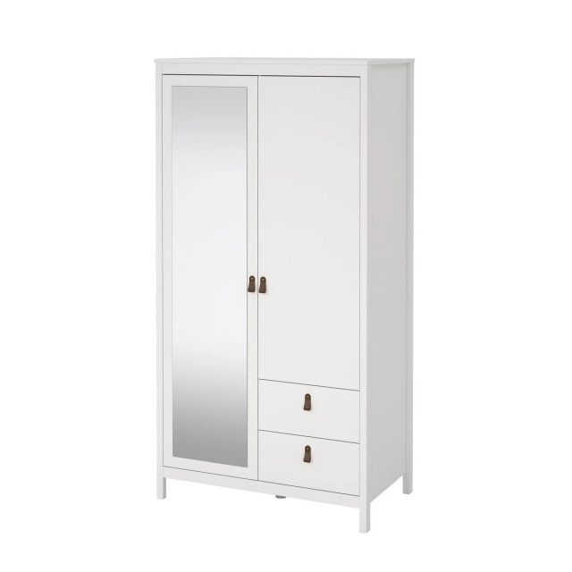 CaliCosy Kleerkast met 2 deuren (waarvan 1 spiegeldeur) en 2 lades wit h199 cm barcelone 3207624 large
