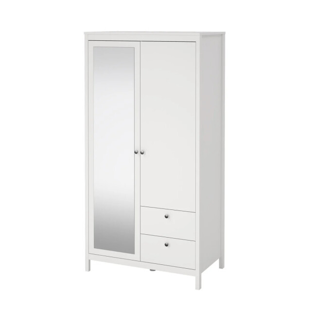 CaliCosy Kleerkast met 2 deuren (waarvan 1 spiegeldeur) en 2 lades wit h199 cm barcelone 3207624 large