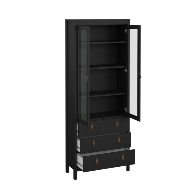 CaliCosy Vitrinekast met 2 omlijste glazen deuren en 3 lades h199 cm barcelone 3206383 large