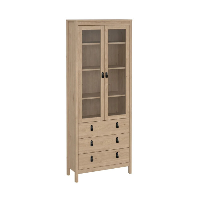 CaliCosy Vitrinekast met 2 omlijste glazen deuren en 3 lades h199 cm barcelone 3206384 large
