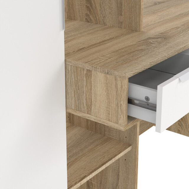 CaliCosy Bureau met 1 lade, 1 deur, 5 vakken eikendecor en wit b162,8 cm function 3206381 large