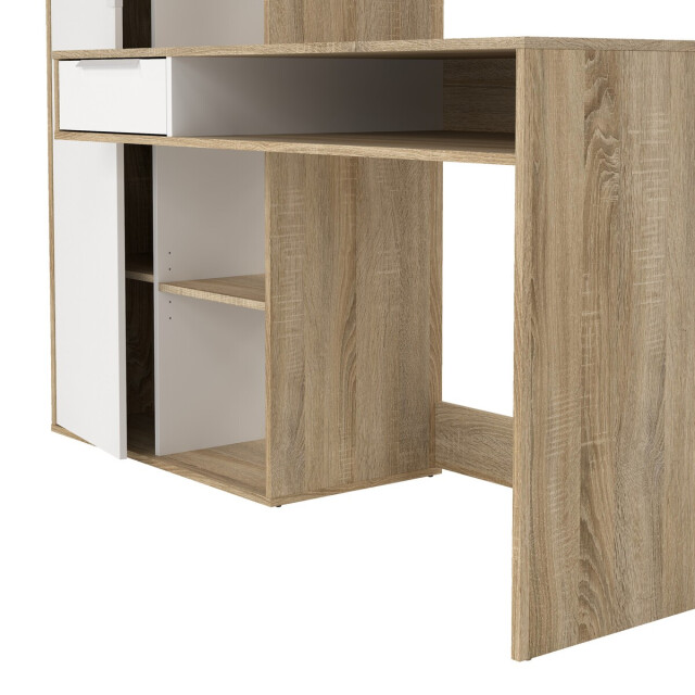 CaliCosy Bureau met 1 lade, 1 deur, 5 vakken eikendecor en wit b162,8 cm function 3206381 large
