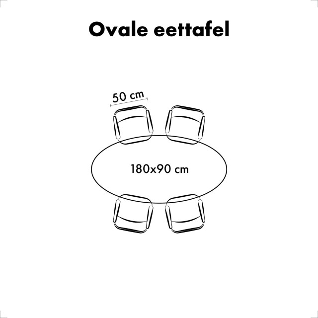 QUVIO Eettafel sofia– ovaal – 180x90 cm – kruispoot – 3181644 large