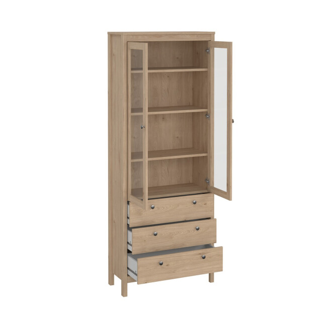 CaliCosy Vitrinekast met 2 omlijste glazen deuren en 3 lades h199 cm barcelone 3206384 large