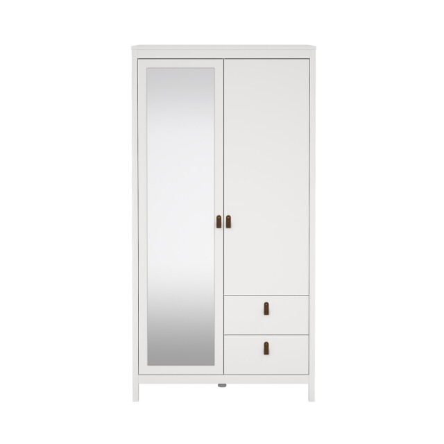 CaliCosy Kleerkast met 2 deuren (waarvan 1 spiegeldeur) en 2 lades wit h199 cm barcelone 3207624 large