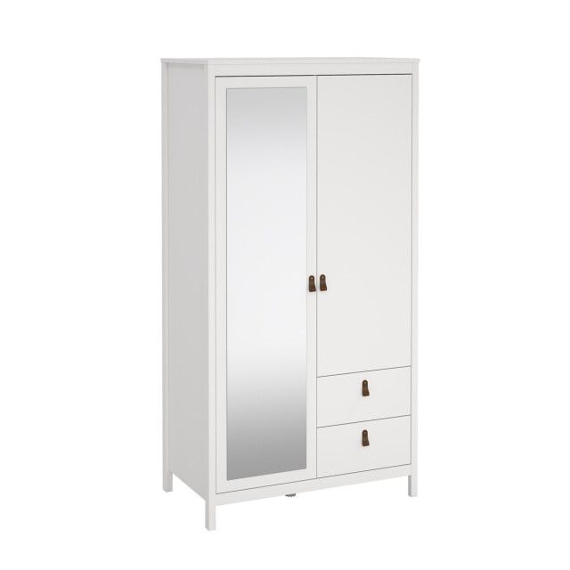 CaliCosy Kleerkast met 2 deuren (waarvan 1 spiegeldeur) en 2 lades wit h199 cm barcelone 3207624 large
