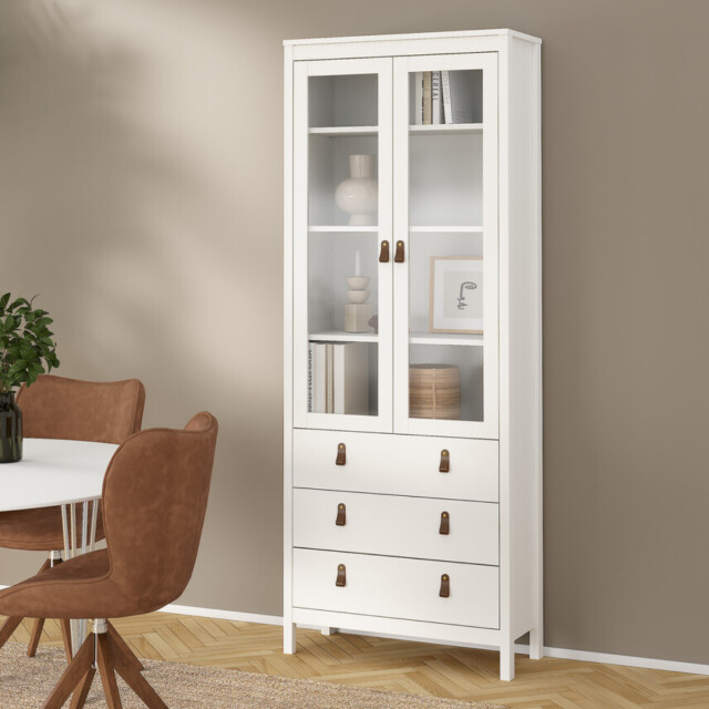 CaliCosy Vitrinekast met 2 omlijste glazen deuren en 3 lades h199 cm barcelone 3206382 large