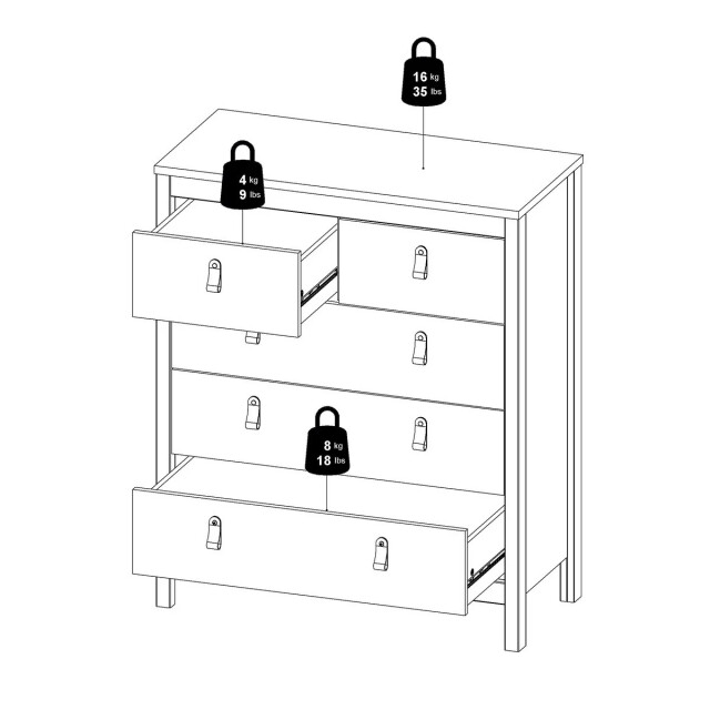 CaliCosy Ladekast met 5 lades matzwart h98,9 cm barcelone 3206044 large