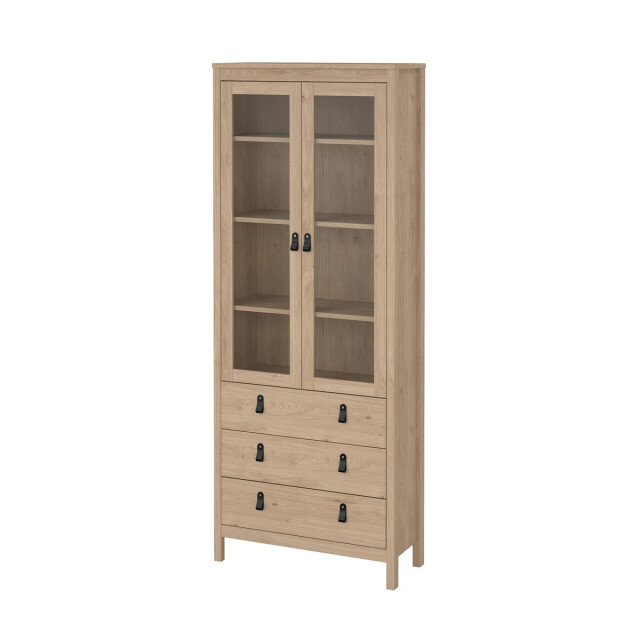 CaliCosy Vitrinekast met 2 omlijste glazen deuren en 3 lades h199 cm barcelone 3206384 large