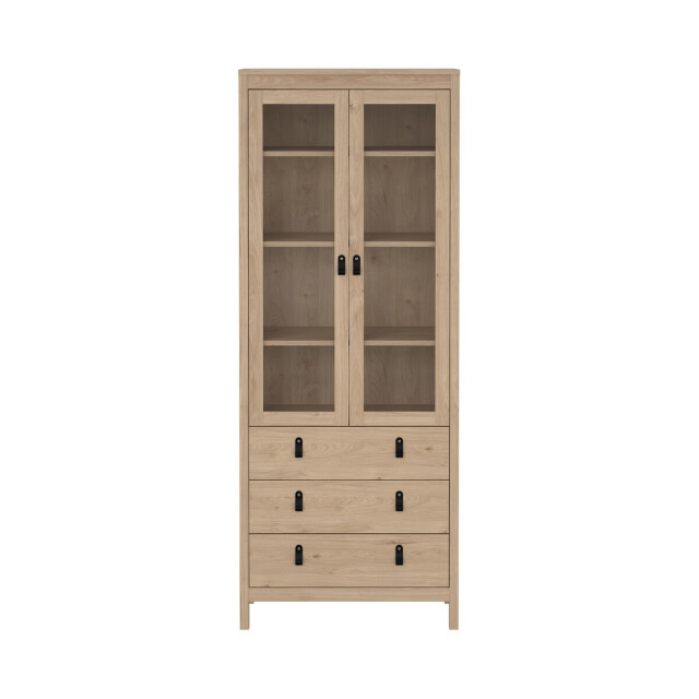 CaliCosy Vitrinekast met 2 omlijste glazen deuren en 3 lades h199 cm barcelone 3206384 large