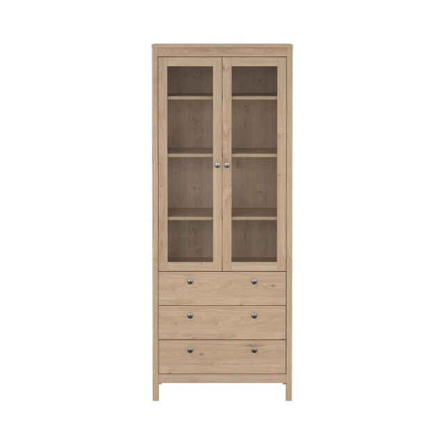 CaliCosy Vitrinekast met 2 omlijste glazen deuren en 3 lades h199 cm barcelone 3206384 large