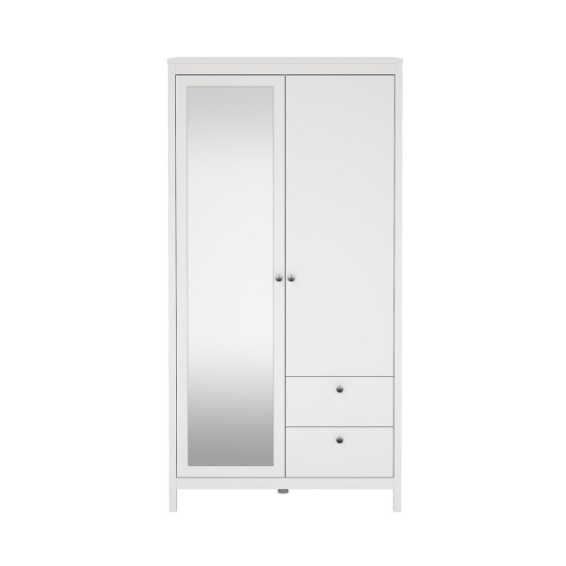 CaliCosy Kleerkast met 2 deuren (waarvan 1 spiegeldeur) en 2 lades wit h199 cm barcelone 3207624 large