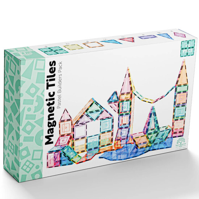 Learn and Grow Toys Learn and grow magnetische tegels pastel builder pack 112 stuks 850071175004 large