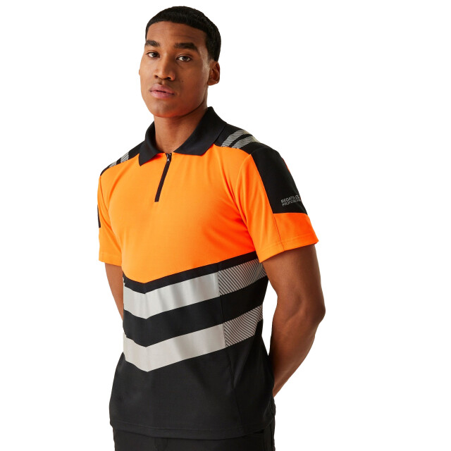 Regatta Heren hi-vis poloshirt UTRG11781_blackorange large