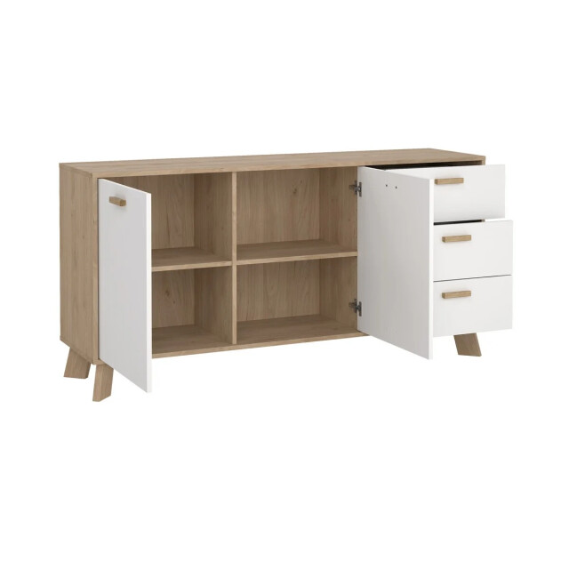 CaliCosy Dressoir met 2 deuren, 3 lades eikendecor en wit b147,2 cm storm 3206046 large