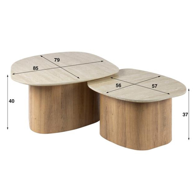 Hoyz salontafel romano kiezel ceramic travertine set van 2 3186006 large