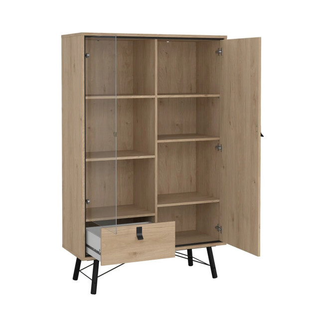 CaliCosy Vitrinekast met 2 deuren (waarvan 1 met glas) en 1 lade h161,8 cm joyce 3206066 large