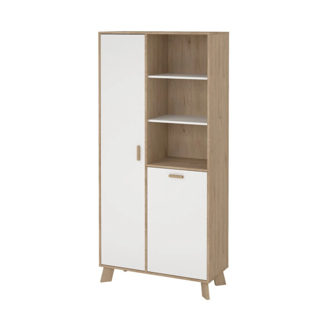CaliCosy Vitrinekast met 2 deuren, 3 vakken eikendecor en wit h188,2 cm storm 3206048 large
