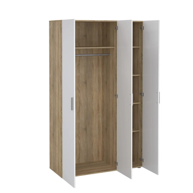 CaliCosy Kleerkast met 3 deuren eikendecor en hoogglans wit h200,9 cm lana 3206388 large