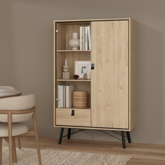 CaliCosy Vitrinekast met 2 deuren (waarvan 1 met glas) en 1 lade h161,8 cm joyce 3206066 large