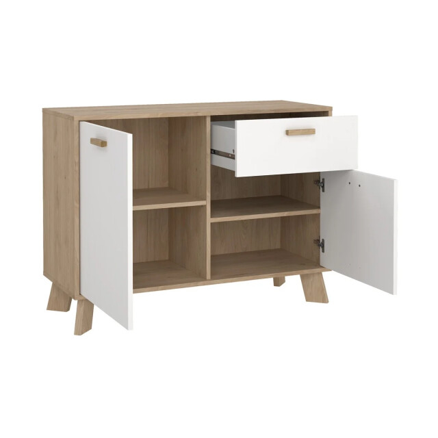 CaliCosy Dressoir met 2 deuren, 1 lade eikendecor en wit b98,7 cm storm 3206090 large