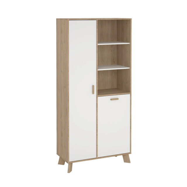 CaliCosy Vitrinekast met 2 deuren, 3 vakken eikendecor en wit h188,2 cm storm 3206048 large