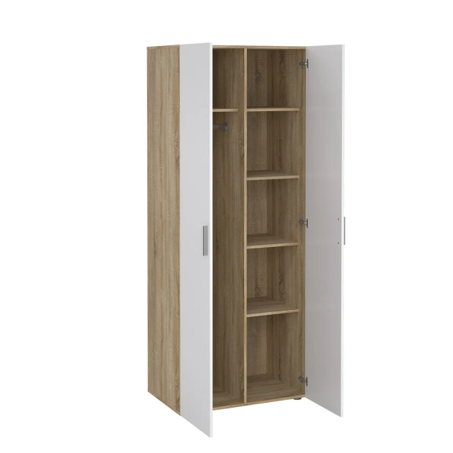 CaliCosy Kleerkast met 2 deuren eikendecor en hoogglans wit h200,9 cm lana 3206376 large