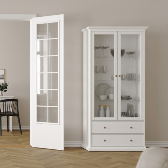 CaliCosy Vitrinekast met 2 glazen deuren en 2 lades b96,2 cm sofia 3206077 large