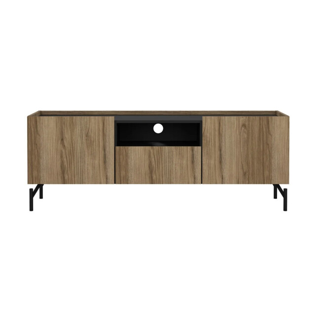 CaliCosy Tv-meubel met 2 deuren, 1 lade, 1 vak eikendecor en matzwart b147 cm billie 3206377 large