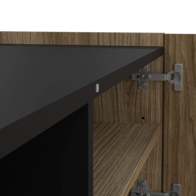 CaliCosy Tv-meubel met 2 deuren, 1 lade, 1 vak eikendecor en matzwart b147 cm billie 3206377 large