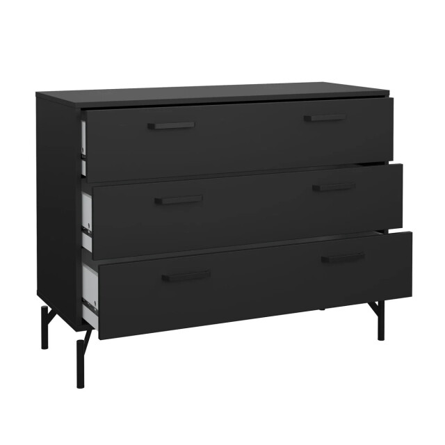 CaliCosy Ladekast met 3 lades matzwart met metalen onderstel b98,7 cm bora 3206378 large