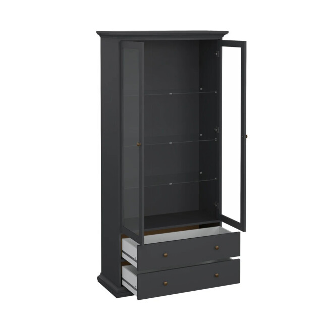 CaliCosy Vitrinekast met 2 glazen deuren en 2 lades b96,2 cm sofia 3206078 large