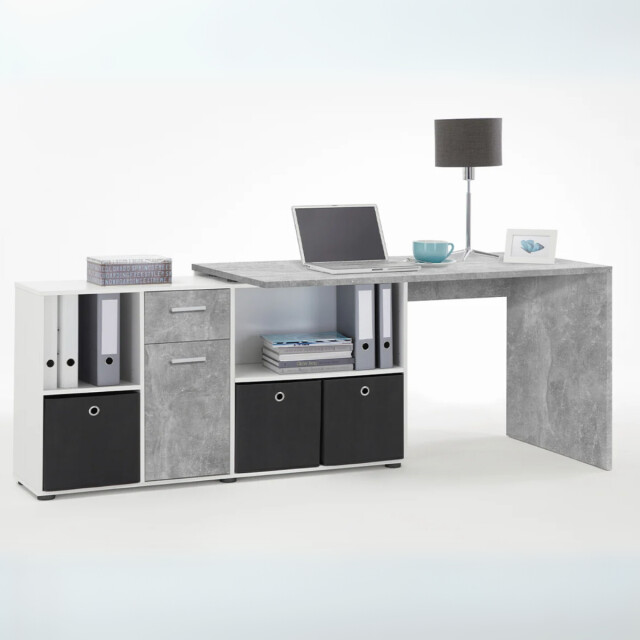 CaliCosy Hoekbureau met moduleerbaar bureau, ladekast en opbergplanken lex 2937015 large